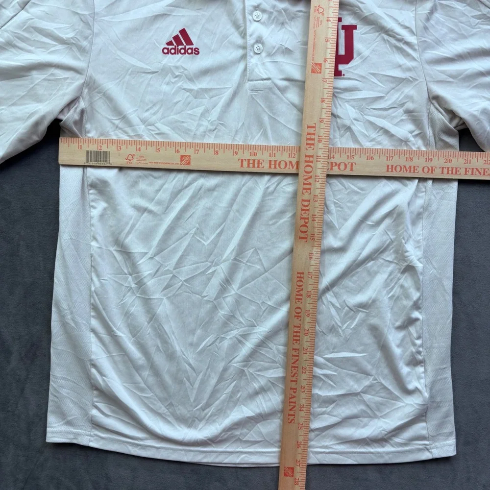 Adidas Indiana University Hoosiers Polo Shirt Mens Large White Red Climalite IU